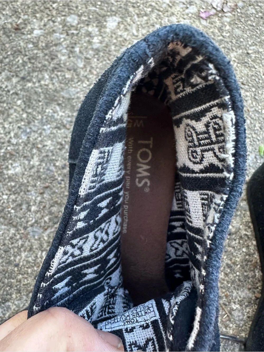 TOMS Black Suede Desert Wedge Ankle Boots w-5.5 girls-3.5